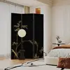Biombo Decorativo Plegable Negro Estilo Francés para Sala de Estar, Vestíbulo, Oficina, Pared de Fondo de Sofá, Pantalla Decorativa Plegable Móvil para la Entrada