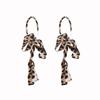 Aretes de Círculo Grande con Lazo de Cinta de Leopardo Otoñal y Borla Aretes de Lujo Ligero Sentido de Alta Gama Elegantes Aretes de Círculo Lisos Aretes de Tachuela