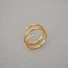 Anillo de dedo de latón chapado en oro estilo coreano, simple, resorte helicoidal, diamante flash de circón, anillo de dedo de moda con apertura ajustable
