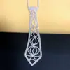 Recomendação de gravata de strass para atacado, estilo europeu e americano, acessórios de joias para vestidos de noiva, gravata da moda em formato de flecha para homens e mulheres