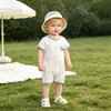 Ropa de verano fina para bebé, Mameluco de manga corta, Pijama de verano sin costuras Clase A para bebé, Mono de exterior
