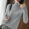 Suéter Pulóver Nuevo de Cuello Alto Otoño e Invierno para Mujer, Holgado, Engrosado, Coreano, Color Sólido, Camisa Base de Punto de Cuello Alto, Suéter de Punto para Mujer