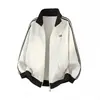 Chamarra de color bloque estilo universitario Hanlu con cuello alto para hombre, cárdigan deportivo casual de moda otoñal, sudadera para pareja