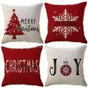 Funda de Almohada Nueva de Navidad Temu Papá Noel Dibujos Animados Estampado de Lino Decoración Festiva para el Hogar Funda de Almohada