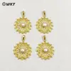 WT-JP363 Moda Personalidade Flor de Latão Pérola Incrustada Cor Dourada Pingente Vazado Acessórios para Joias Artesanais DIY