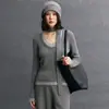 Cachemira Otoño e Invierno 2025 Nuevo Suéter de Punto para Mujer, Manga Larga, Cuello Redondo U, Bloques de Color, Falso Dos Piezas