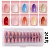 Set de Puntas para Uñas de Color Sólido de Venta Caliente Transfronterizo, Múltiples Colores Disponibles, Pegatinas para Uñas Postizas, Uñas Portables, Venta al por Mayor de Fábrica, 240 Piezas