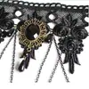 Gargantilla gótica oscura transfronteriza collar de encaje negro para mujer, collar de clavícula de cadena multicapa, collar de borla exagerada europeo y americano