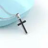 Collar cruz negra hip hop acero de titanio colgante gota de aceite simple cadena para suéter de hombre y mujer joyería de acero inoxidable