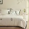 Conjunto de cama de luxo com 100 fios de Tencel austríaco Lenzing, quatro peças, macio como seda para dormir sem roupa, lençol de seda gelada de verão e capa de edredom