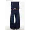 Jeans Casual Longo Masculino e Feminino com Estampa de Bandeira Retro Americana, Novo para Primavera e Outono, Corte Solto Reto de Perna Larga