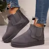 En stock y entrega rápida comercio nacional y extranjero caliente color sólido suela gruesa franela banda elástica casual cómodo botas de nieve entrega de una sola pieza