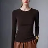 Ropa de Primera Línea para Mujer Lista para Usar Cuello Redondo Dobladillo Enrollado Capa Base Primavera y Otoño Tejido Capa Interior Lana Fina Versátil Temperatura Superior