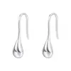 Estilo Minimalista Pequena Gota d'Água Gancho de Orelha de Prata Prata de Lei S925 Design Brilhante Formato de Grão Brincos Estilo de Blogueira Francesa