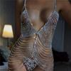 Venta Caliente Cadena Corporal de Lujo con Pedrería Sexy Bikini Cadena Larga para el Pecho Top Joyería para Disfraz de Noche de Club Baile de Graduación