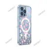 Novidade para a Primavera: Capa de Celular Rosa Floral para iPhone 16 Estilo Coreano, Capa Protetora Transparente Magnética para Apple 17Pm