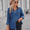 Ventas directas del fabricante para comercio exterior transfronterizo europeo y americano: nueva camisa de mezclilla fina de corte ajustado y manga larga para mujer, disponible para personalización con pedidos pequeños en Amazon
