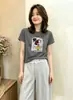 Camiseta de Algodão Canelado 220g Shisanxing Guangzhou para Mulheres, Direto da Fábrica, Corte Justo, Gola Redonda, Manga Curta, Verão, Venda Direta no Atacado