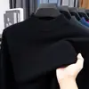 Camiseta Básica de Punto Moderna y Sencilla para Jóvenes y Personas de Mediana Edad, Otoño e Invierno 2025, Cuello Semi Alto, Color Sólido, Versátil, Tejido de Punto de Manga Larga