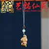Tallado Creativo en Madera Lindo Elefantito Colgante Estilo Pareja Cadena para Teléfono Yi Ming Xian Yuan Accesorios para Bolsos de Mano Culturales