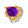 Transmisión en vivo de Tiktok artesanía italiana de tallado de flores anillo tesoro de color chapado en oro anillo de rama de flor de dos colores hoja