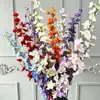 Delphinium artificial de 3 puntas para arreglo de escena en salón de bodas, materiales florales de línea de alto contraste, flores artificiales para paisajismo decorativo y decoración suave
