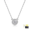 Collar redondo de moissanita de plata de ley S925 para mujer, diseño de nicho ins, lujo ligero, cadena de clavícula simple y elegante, joyería de plata para mujer