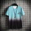 Camiseta de Seda de Gelo Masculina Verão Nova Marca Tendência Ins Verão com Capuz Manga Curta Proteção Solar Solta Tops de Estudante 1/2 Peças