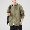 Camisa retro de manga larga estilo americano, ropa de trabajo americana para hombre, top moderno estilo caza, camisa de corte holgado, prenda de abrigo de otoño para hombre
