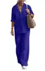 Traje de dos piezas para mujer, estilo europeo y americano, con solapa, manga larga, pantalones de color liso, informal, de pierna ancha, para primavera y otoño, 2023