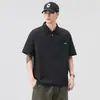 Camisa Polo de Solapa para Trabajo para Hombre de Manga Corta 2025 Casual Hecha a Medida Estilo Coreano Rayas Sueltas