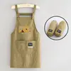 Avental Cartoon Ajustável Anti-Manchas para Uso na Cozinha Doméstica, Estampado com Texto, Resistente à Água e à Sujeira, Adequado para Trabalho em Catering e Limpeza, Roupa de Trabalho Feminina