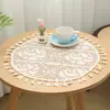 Mantel individual redondo tejido a mano estilo pastoral con borlas para mesa de comedor, Salvamanteles redondos para decoración del hogar, Cubierta para bandeja de té, Envío directo de una pieza