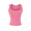 Camiseta de tirantes básica minimalista para el trabajo con cuello en U grande, tirantes finos y diseño sin mangas