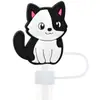 Tampa de Silicone para Canudo de Gato de Desenho Animado Plug de Poeira Diâmetro 10mm Silicone Macio Acessórios Criativos para Copo de Água Cobertura para Canudo Transfronteiriço