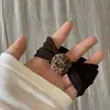 Diadema Retro con Estampado de Leopardo para Mujer Otoño Temprano Nueva Goma para el Cabello Alta Elasticidad Elegante Diadema con Bola Accesorios para el Cabello Banda de Goma