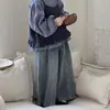 Ropa Infantil Estilo Coreano 26 Primavera Nuevo Conjunto de Dos Piezas para Niñas Estilo Coreano Camisa a Cuadros con Tirantes y Mangas Abullonadas y Pantalones de Mezclilla de Pierna Ancha