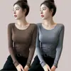 Camiseta base negra cuello redondo fina de modal para mujer nueva llegada Top Ankara rojo otoño manga larga camiseta primavera y otoño
