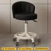 Taburete de Belleza con Elevación Giratoria y Ruedas Deslizantes, Taburete Redondo para Manicura, Maquillaje y Peluquería, Silla con Respaldo, Taburete de Trabajo Grande, Especializado para Salones de Belleza