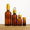 Botella de Aceite Esencial de 30ml Botella Pequeña Vacía Empaque Vidrio Color Té Sentido Avanzado Botella con Gotero de Presión Esencia Embotellada