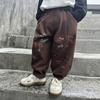 Calças de Algodão Esticável com Grafite para Meninos Outono Primavera Outono Versão Coreana Calças Esportivas Elegantes Modernas Legais para Crianças Calças Longas Versáteis para Bebê