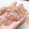 Colgante de Hoja de Ágata con Patrón de Dragón Natural, Calcedonia Colorida Transparente como el Hielo, Ramas Doradas y Hojas de Jade, Colgante Grande de Hoja de Jade