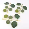 Novas folhas de eucalipto com estampa de coração de seda artificial transfronteiriça, acessórios de videira de planta verde para decoração DIY de hotel e casamento