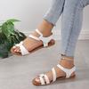 Sandalias Casuales de Color Caramelo para Tallas Grandes de Celebridad de Internet Verano Nuevo Color Combinado Zapatos de Mujer Sandalias de Playa con Velcro de Comercio Exterior
