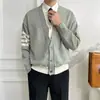 Cárdigan de lana de manga larga con cuello en V para invierno, top a juego, abrigo de punto pequeño casual retro brillante para hombre, moda