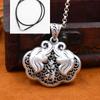 Candado de larga vida Elefante de la suerte S999 plata pura cadena para suéter collar largo retro Plata Esterlina Nuevo 2023