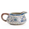 Jingdezhen Azul y Blanco Horno Ru Pie Abierto Mar de Té Taza de Feria Divisor de Té Juego de Té de Cerámica Juego de Té de Feria Retro Accesorios para Taza de Feria