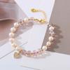 Pulsera de Perlas de Agua Dulce Dongdaemun Coreano Nuevo Transfronteriza Femenina ins Geométrica Amor Irregular Prismática Pulsera de 18K