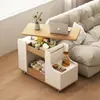 Mesa auxiliar giratoria multifuncional, mesa de café para espacios pequeños, carrito simple ajustable móvil estilo nórdico, mesa multifuncional para sala de estar