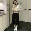 Pantalones casuales de pierna ancha tipo streetwear americano para mujer, crop top, nuevo modelo de verano 2026, cintura alta holgada, casual, adelgazantes, pants deportivos de pierna ancha